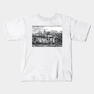 Bathers On The Harlem River, New York City 1939 Saul Kovner Kids T-Shirt